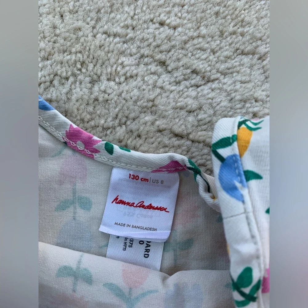 Hanna Andersson Size 130, 8, Short Sleeve Pocket Skater Dress in Colorful Tulip